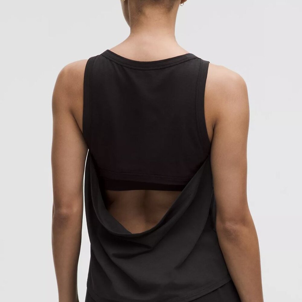 NWT Black XL Lululemon Cotton-Blend Open-Back Tank Top